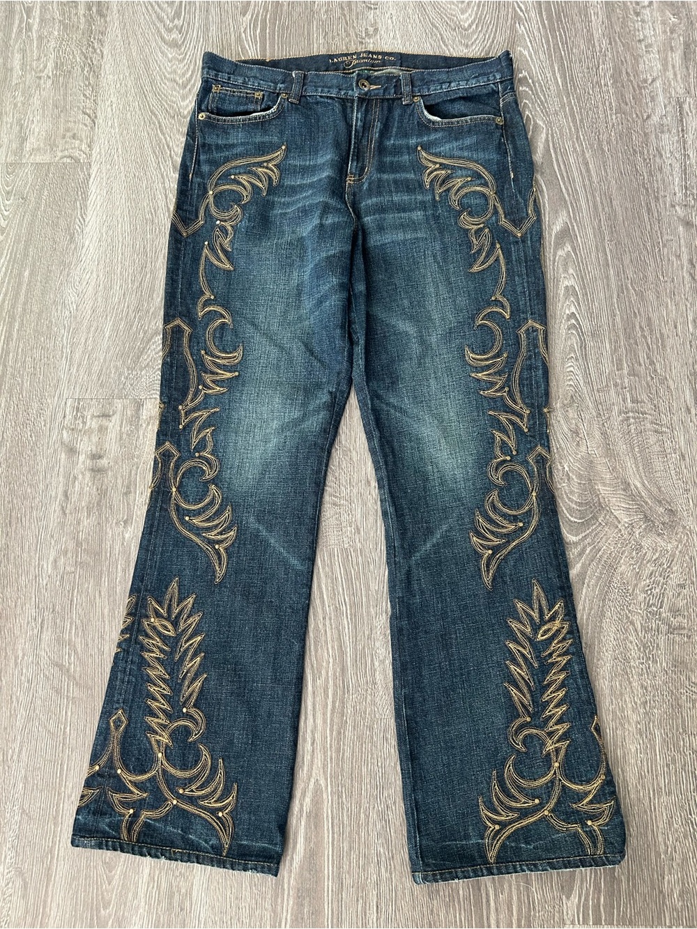Lauren jeans co. Bootcut Dark Blue Embroidered - Decorative Stitch Detai
